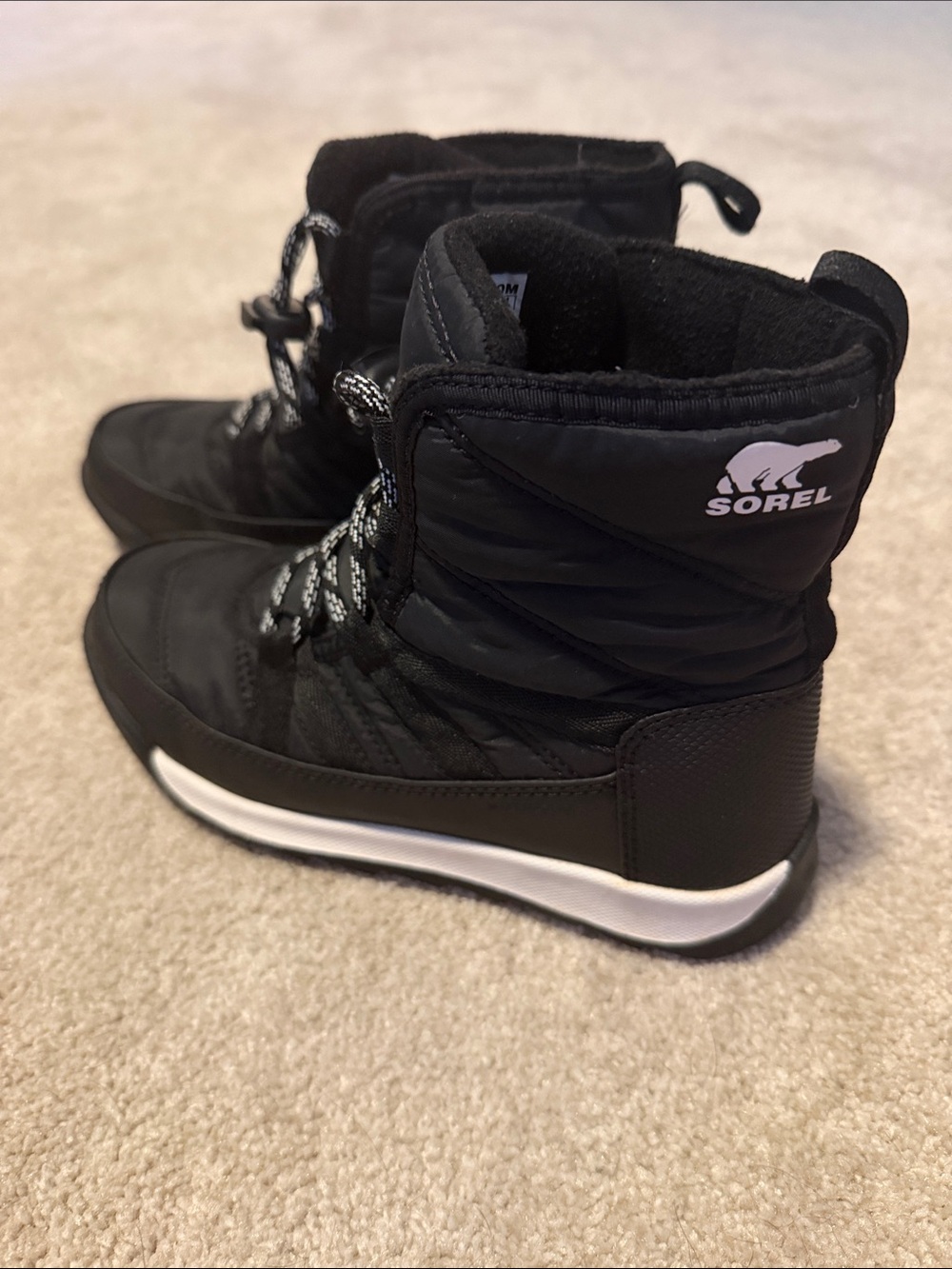 Sorel Kids Black Winter Lace-Up Boot with White Midsole